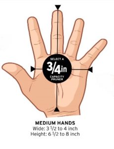 A medium hand can take a 7 inch pruner.